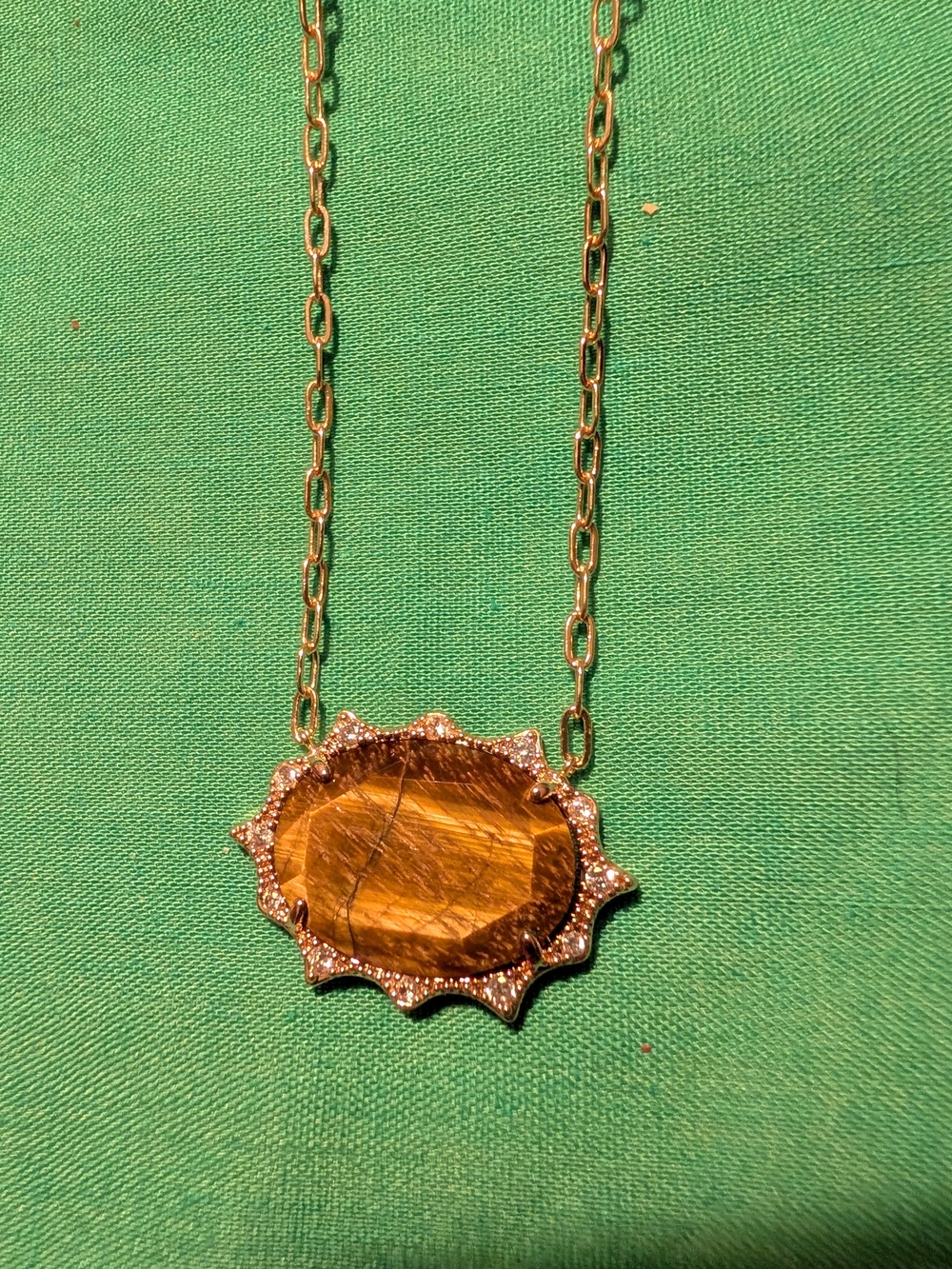 Anthropologie Gold-Tone Tiger's Eye Sunburst Necklace